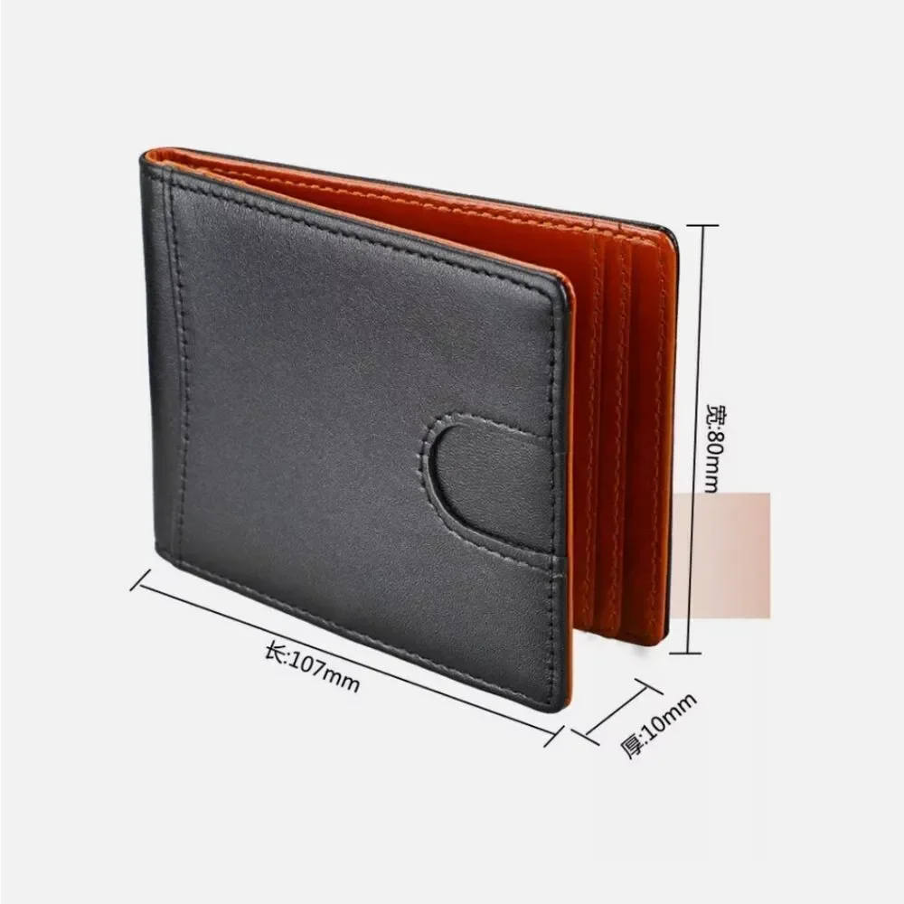 Mens Slim Wallet Minimalist Thin Front Pocket Leather Card Holder RFID Blocking